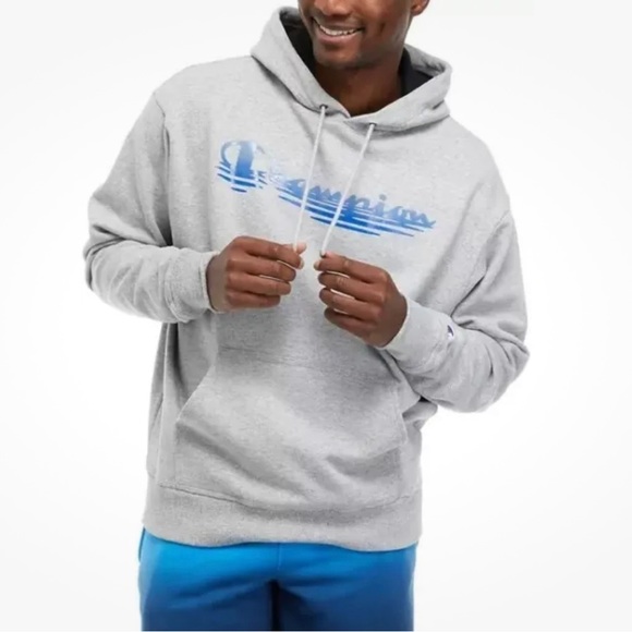 Champion Powerblend Waves Oxford Gray Fleece Hoodie Men Size S NWT - Picture 1 of 7